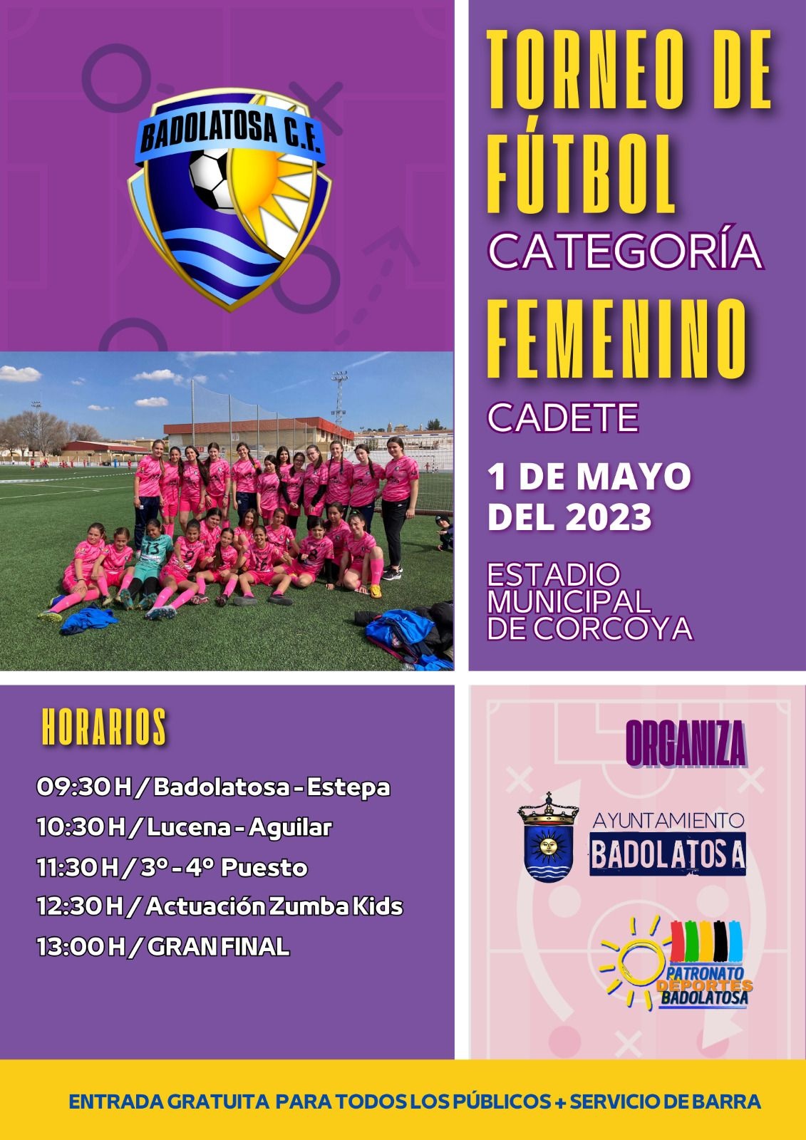 cartel con horarios equipos torneo futbol 1 mayo