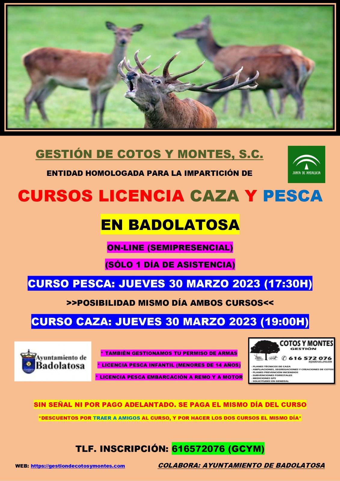 curso pesca y caza 30 marzo
