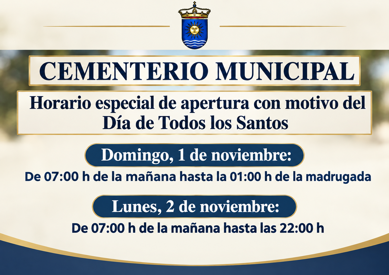 2026 Horario especial del cementerio municipal