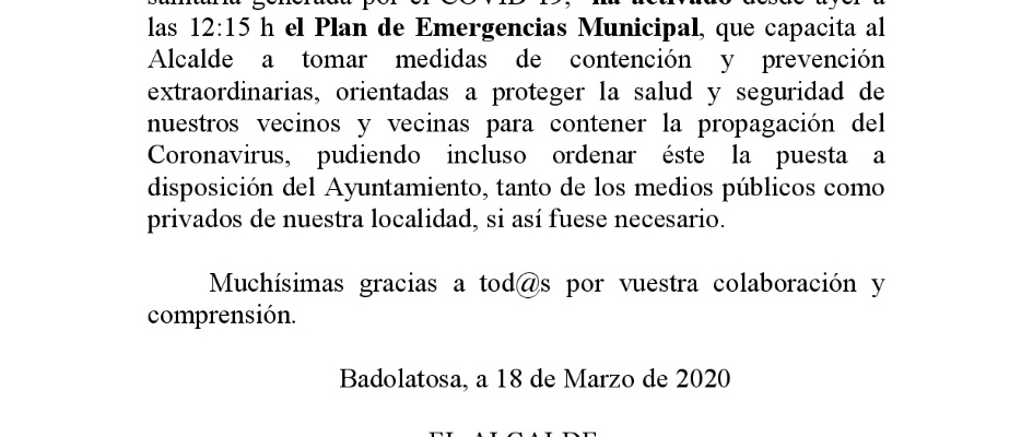 activacion plan emergencias municipal